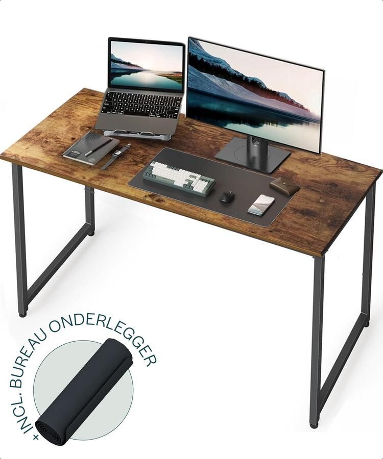 BAUER & MEYER Bureau Computerbureau Computer tafel Bureautafel incl. Monitor standaard + opbergvak 100 x 50 x 76 cm Hout look Bruin - Foto 3