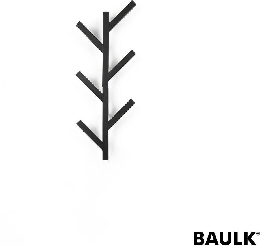 BAULK Kapstok – Wandkapstok – Kapstok hangend – Verticaal Zwart – Modern – Smal – 44cm