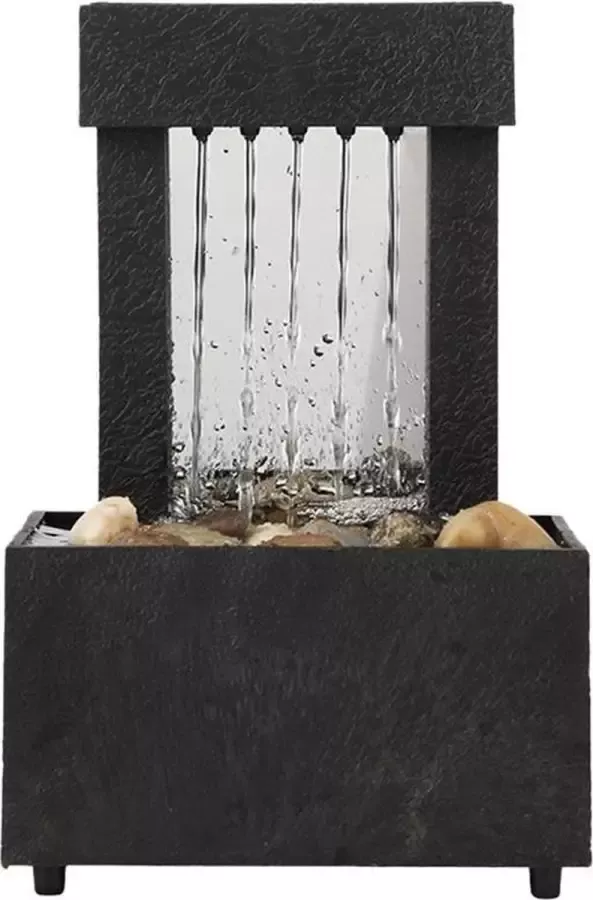 BaykaDecor Relax Tafel Waterval met licht Stromend Water Ornament Woondecoratie Kleine Fontein Ontspannend Zwart 17 cm