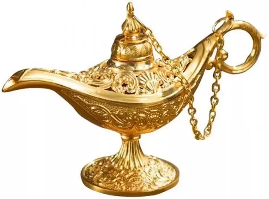 BaykaDecor Uniek Beeldje Aladdin Lamp Geschenk Cadeau Antiek Design Sprookjes Genie Woondecoratie Goud 11 cm