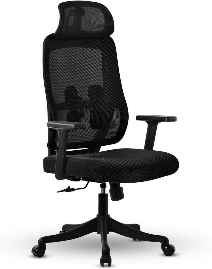 Bayt Ergonomische Bureaustoel Office chair Bureaustoel Volwassenen Kantoorstoel Verstelbaar Hoofdsteun Zwart