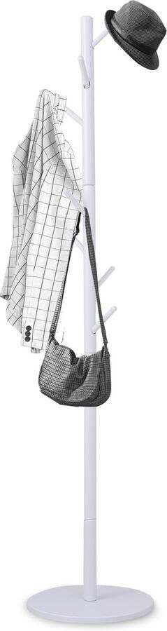 Bayt Kapstok Staande kapstok Hout Kapstok Staand Garderoberek 8 Haken 175 cm Wit