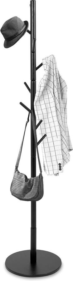 Bayt Kapstok Staande kapstok Hout Kapstok Staand Garderoberek 8 Haken 175 cm Zwart