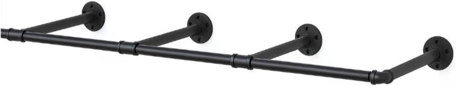 Bayt Kledingstang Kledingrek Garderobestang Kledingstang Muur 178 cm x 25 5 cm Zwart - Foto 2