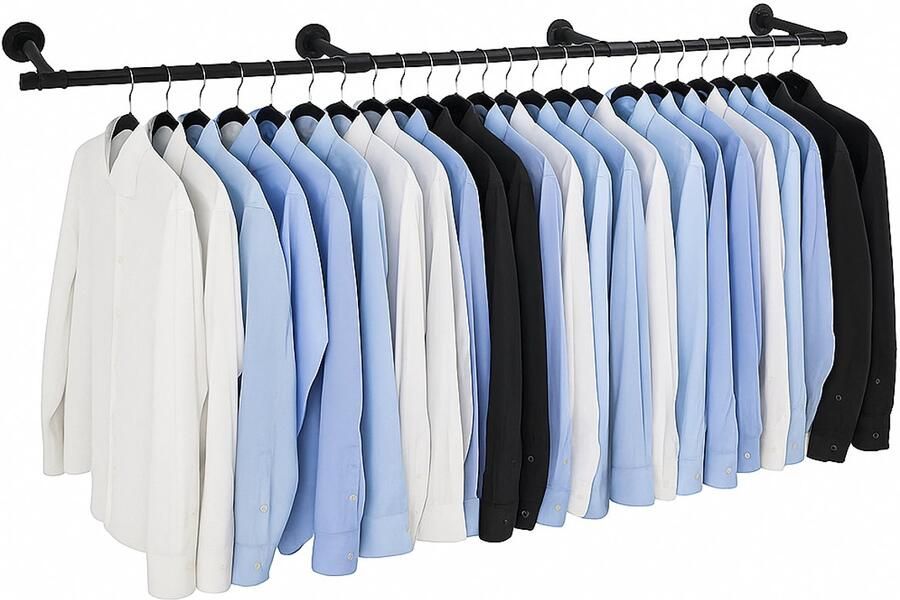 Bayt Kledingstang Kledingrek Garderobestang Kledingstang Muur 178 cm x 25 5 cm Zwart