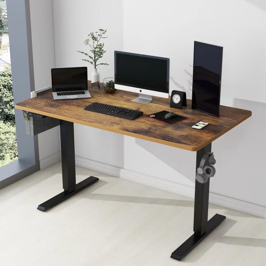 Bayt Zit Sta Bureau Elektrisch Bureau In Hoogte Verstelbaar Bureau 120 x 60 cm Bruin - Foto 3