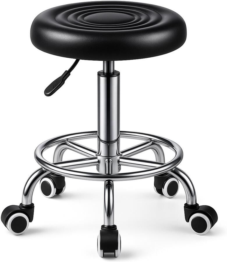 Bayt Zadelkruk Zadelstoel Rond Kapperskruk Zadelkruk op wielen Tabouret In hoogte verstelbaar Zwart