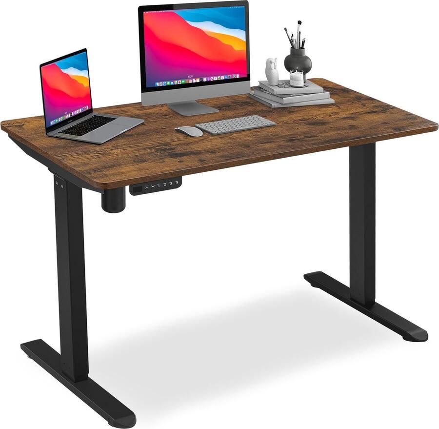 Bayt Zit Sta Bureau Elektrisch Bureau In Hoogte Verstelbaar Bureau 120 x 60 cm Bruin