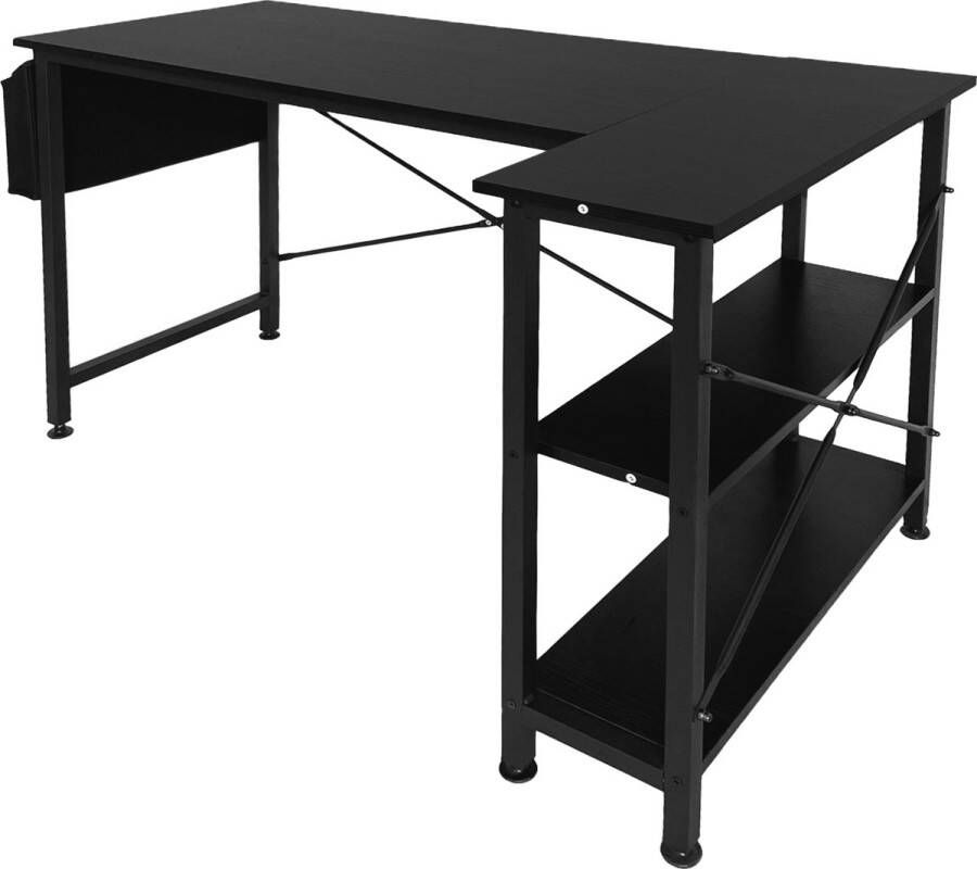 Bayt Hoekbureau Bureau Game Bureau Gaming bureau L vormig bureau Computertafel Zwart 120 x 70 x 73 cm - Foto 2