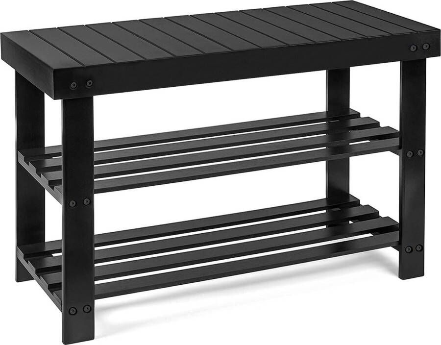 Bayt Schoenenrek Schoenenkast Schoenenbank Hout Zwart 28 x 45 x 70 cm