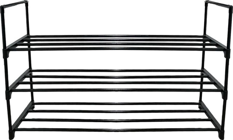 Bayt Schoenenrek Schoenenkast Schoenenrek Zwart 12 Paar Schoenen Metaal 90 x 30 x 55 cm - Foto 2