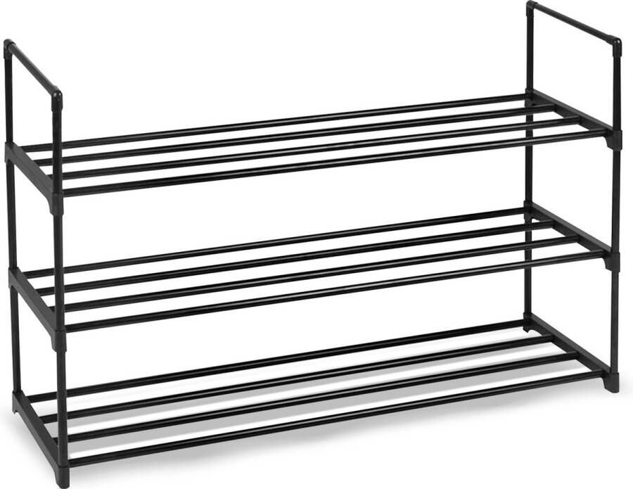 Bayt Schoenenrek Schoenenkast Schoenenrek Zwart 12 Paar Schoenen Metaal 90 x 30 x 55 cm