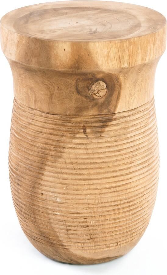 Bazar Bizar Kruk Bijzettafel Ezili Suarhout 30cm Naturel Rond