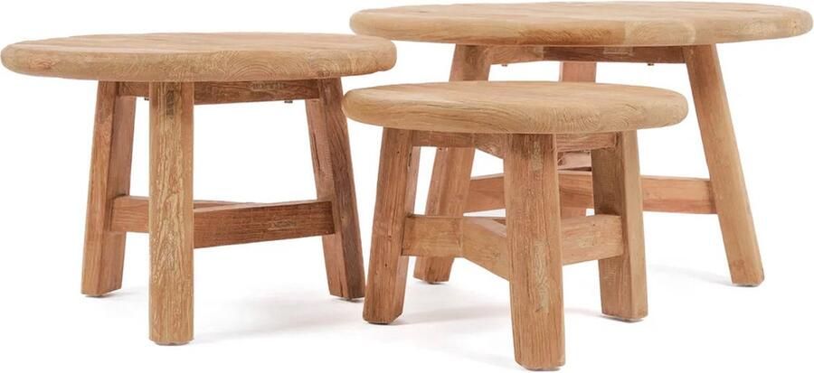 Bazar Bizar Salontafel Fusuma teakhout 60cm Naturel Rond - Foto 3