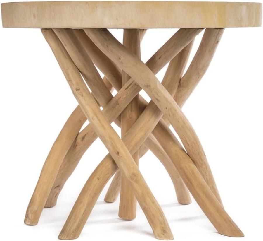 Bazar Bizar Bijzettafel Gili Teakhout 60cm Naturel Rond