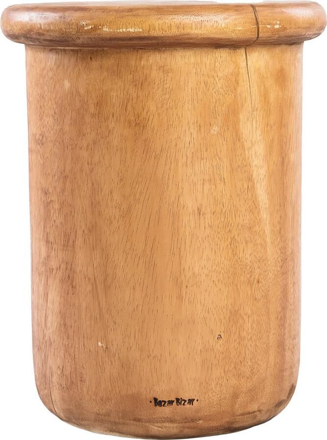 Bazar Bizar Kruk Bijzettafel Killa Suarhout 30cm Naturel Rond