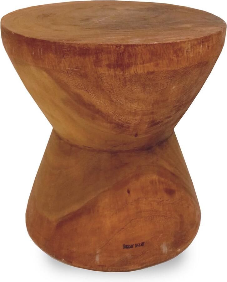 Bazar Bizar Kruk Bijzettafel Kona Suarhout 40cm Naturel Rond