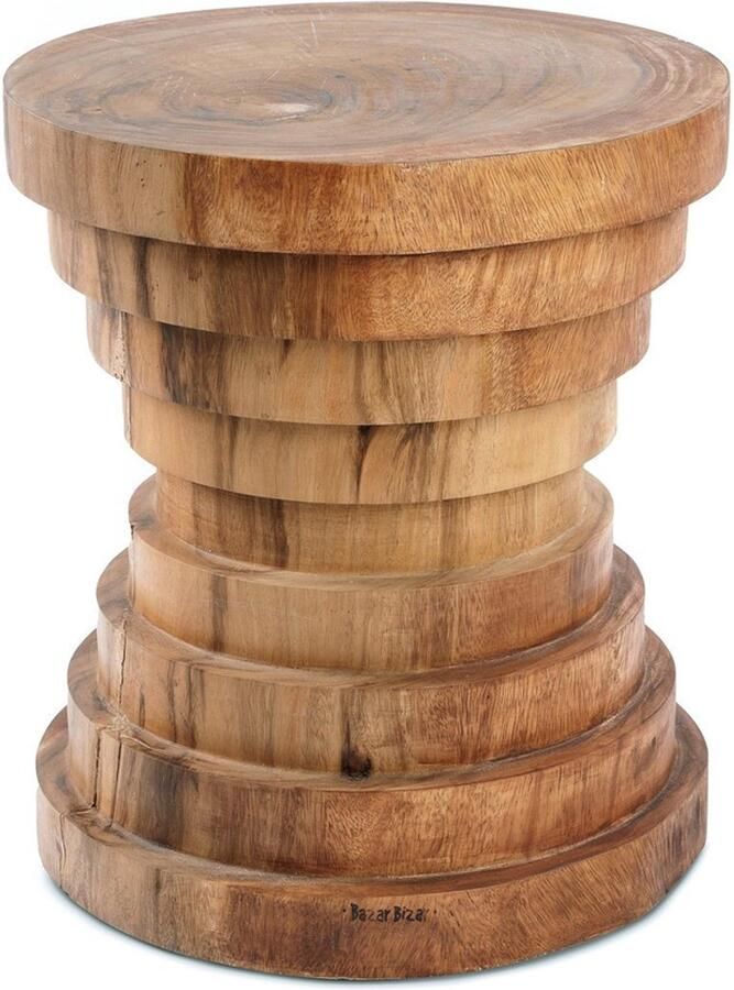 Bazar Bizar Kruk Bijzettafel Mazu Suarhout 40cm Naturel