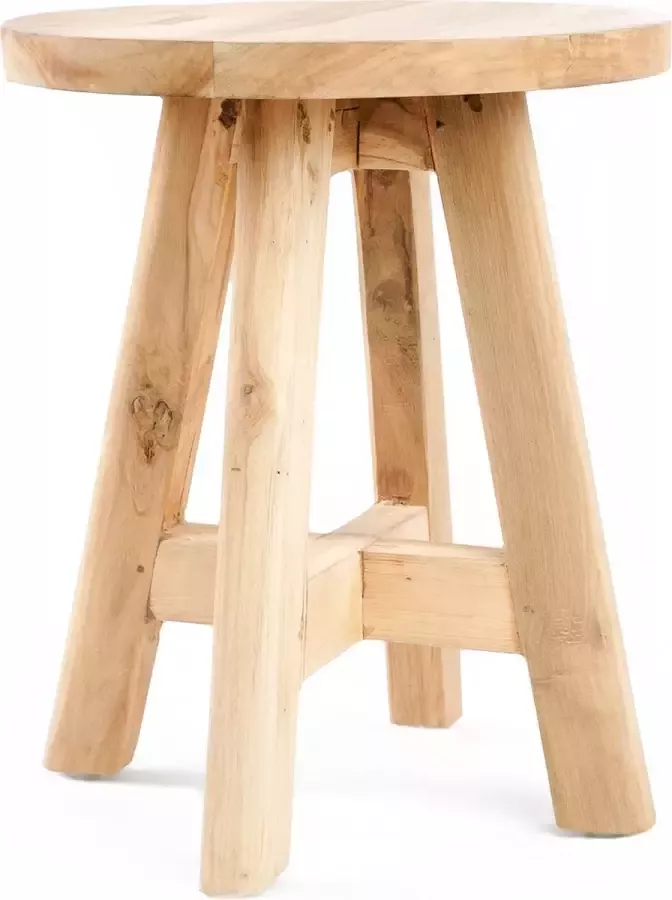 Bazar Bizar Kruk Bijzettafel Atziri Teakhout 35cm Naturel Rond - Foto 2
