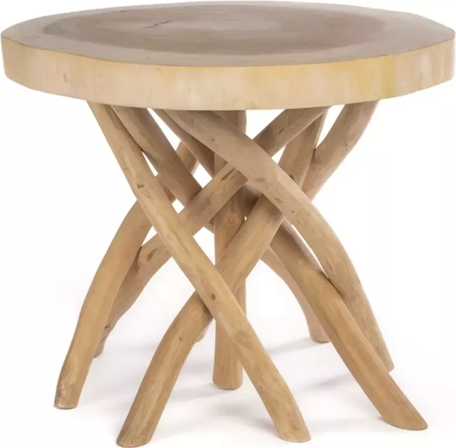 Bazar Bizar Bijzettafel Gili Teakhout 60cm Naturel Rond - Foto 2