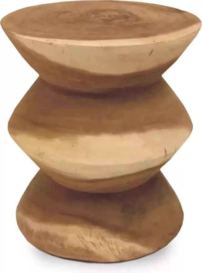 Bazar Bizar Kruk Bijzettafel Indra Suarhout 40cm Naturel Rond - Foto 2