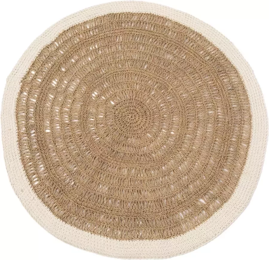 Bazar Bizar Het Seagrass & Katoen Rond Tapijt Naturel Wit 100