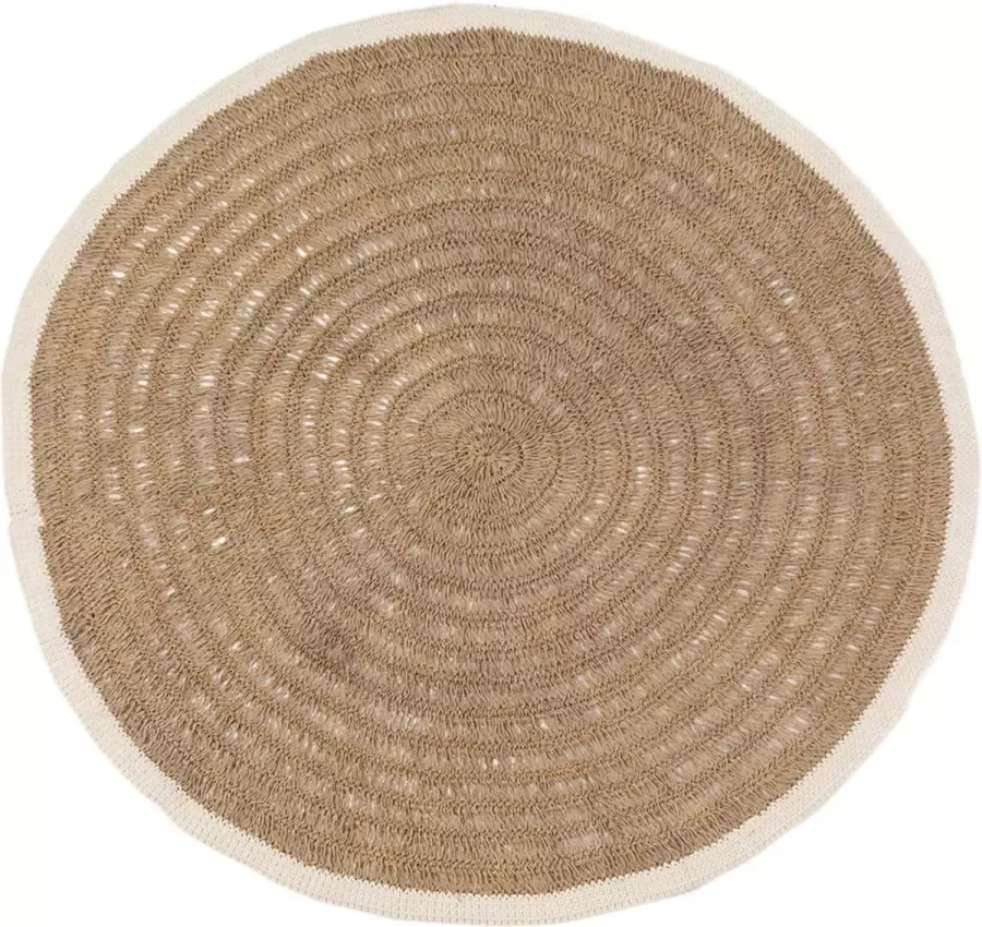 Bazar Bizar Het Seagrass & Katoen Rond Tapijt Naturel Wit 200