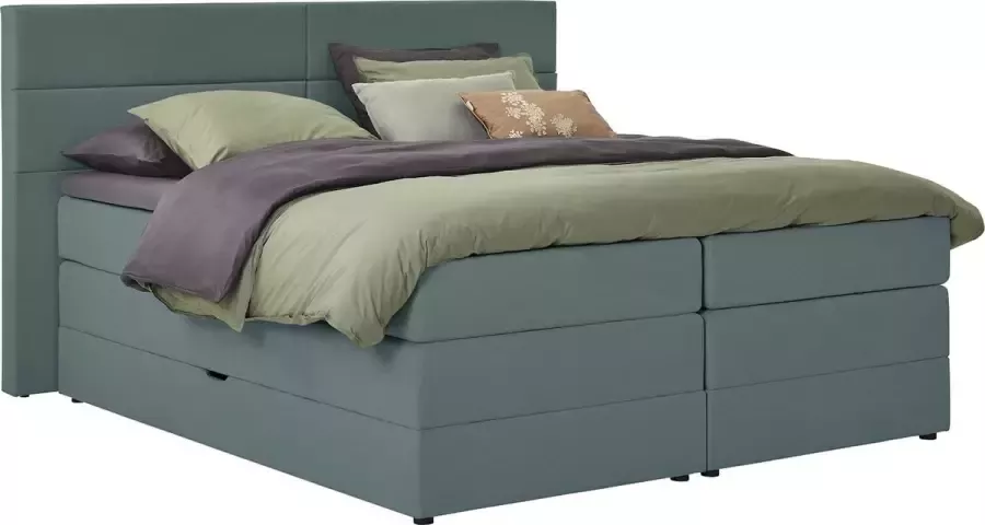 BBright B Bright Opbergboxspring Pearl vlak gestoffeerd matras 140 x 200 cm Blauw