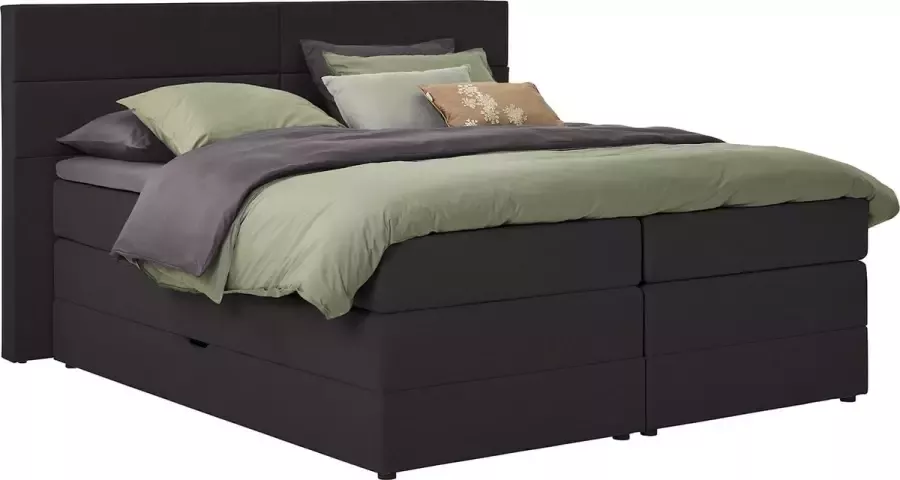 BBright B Bright Opbergboxspring Pearl vlak gestoffeerd matras 140 x 200 cm Zwart