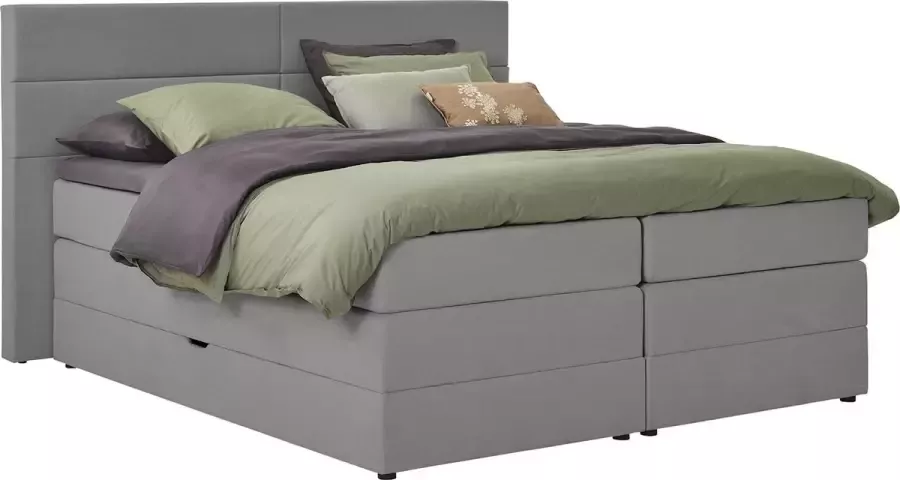 BBright B Bright Opbergboxspring Pearl vlak gestoffeerd matras 180 x 210 cm Grijs