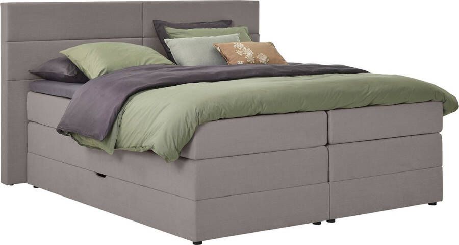 BBright B Bright Opbergboxspring Pearl vlak met gestoffeerd matras 160 x 200 cm taupe