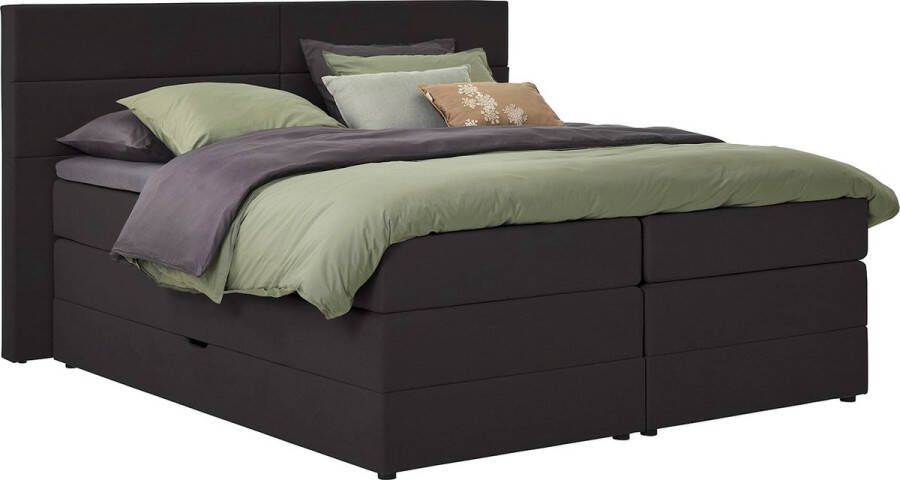 BBright B Bright Opbergboxspring Pearl vlak met gestoffeerd matras 90 x 200 cm charcoal