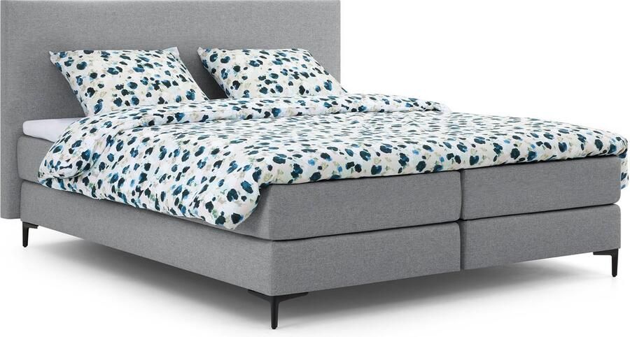 BBright B Bright Boxspring Emerald vlak met gestoffeerd matras 90 x 200 cm light grey