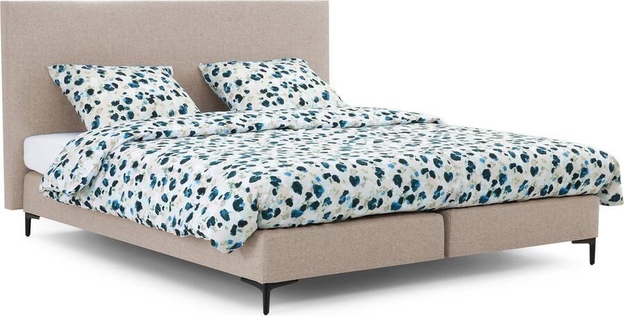 BBright B Bright Boxspring Emerald vlak met Silver Pocket Deluxe Foam matras 180 x 200 cm beige