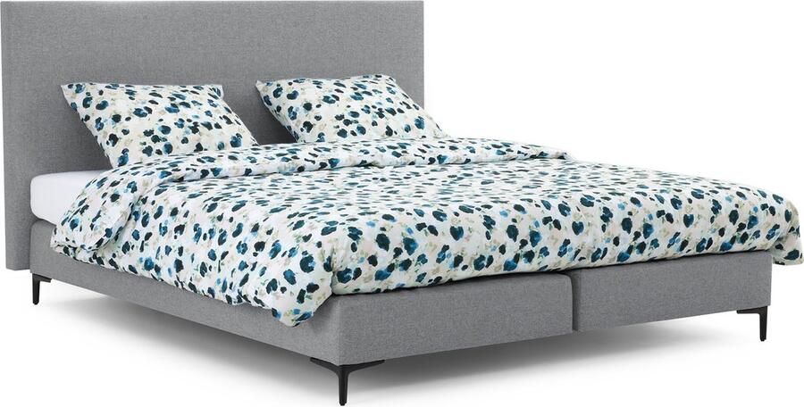 BBright B Bright Boxspring Emerald vlak met Silver Pocket Deluxe Foam matras 140 x 210 cm light grey