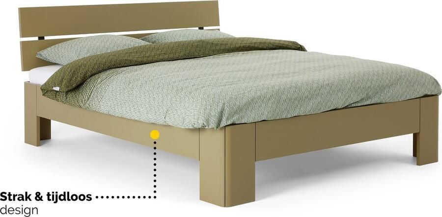 BBright B Bright Fresh 450 Bed met Hoofdbord 140 x 210 cm Bedframe Rietgroen Bedombouw Instaphoogte: 45cm Tweepersoonsbedden