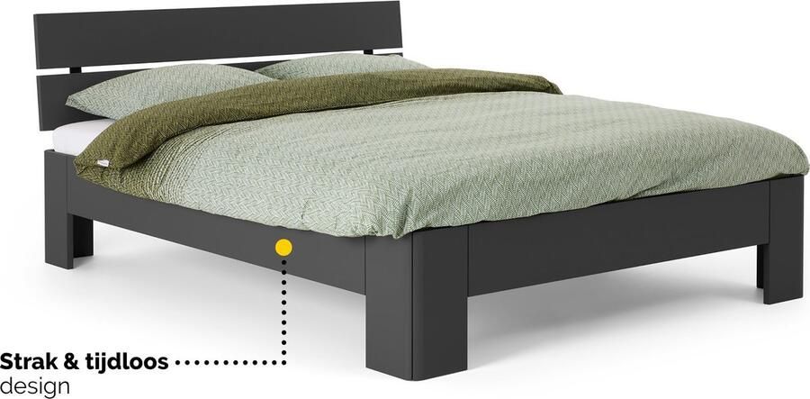 BBright B Bright Fresh 400 Bed met Hoofdbord 90x200cm Bedframe Antraciet Eenpersoonsbedden Instaphoogte: 40cm