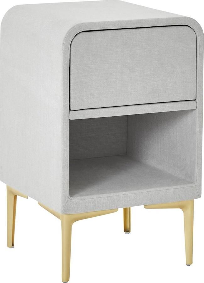 BBright B Bright Nachtkast rond B Bright met 1 lade en poten 40 x 65 x 40 cm light grey