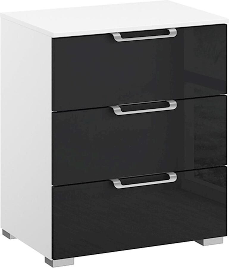 BBright B Bright Nachtkast Sydney met 3 laden 50 x 62 x 42 cm wit glas basalt