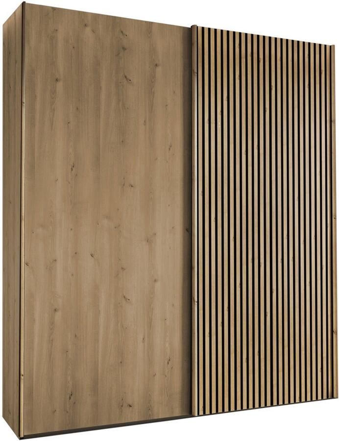 BBright B Bright Schuifdeurkast Flint 200 x 217 x 67 cm bianco eiken grafiet