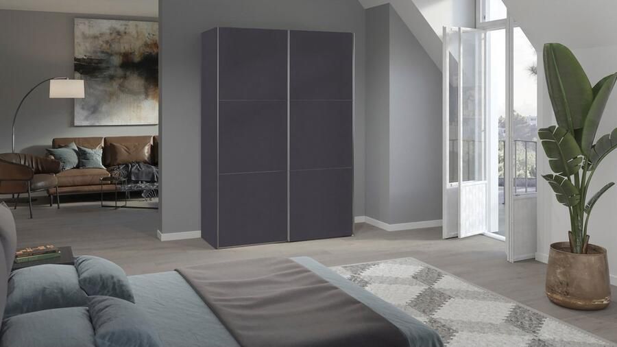 BBright B Bright Schuifdeurkast Kixx met houten deuren 153 x 215 x 65 cm donkergrijs