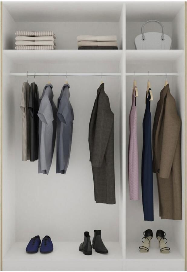 BBright B Bright Schuifdeurkast Kixx met houten deuren 153 x 215 x 65 cm eiken