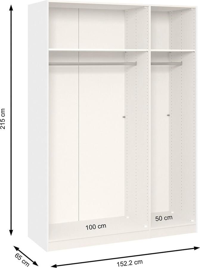 BBright B Bright Schuifdeurkast Kixx met houten deuren 153 x 215 x 65 cm wit