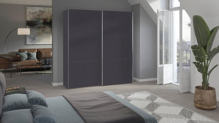 BBright B Bright Schuifdeurkast Kixx met houten deuren 203 x 215 x 65 cm donkergrijs