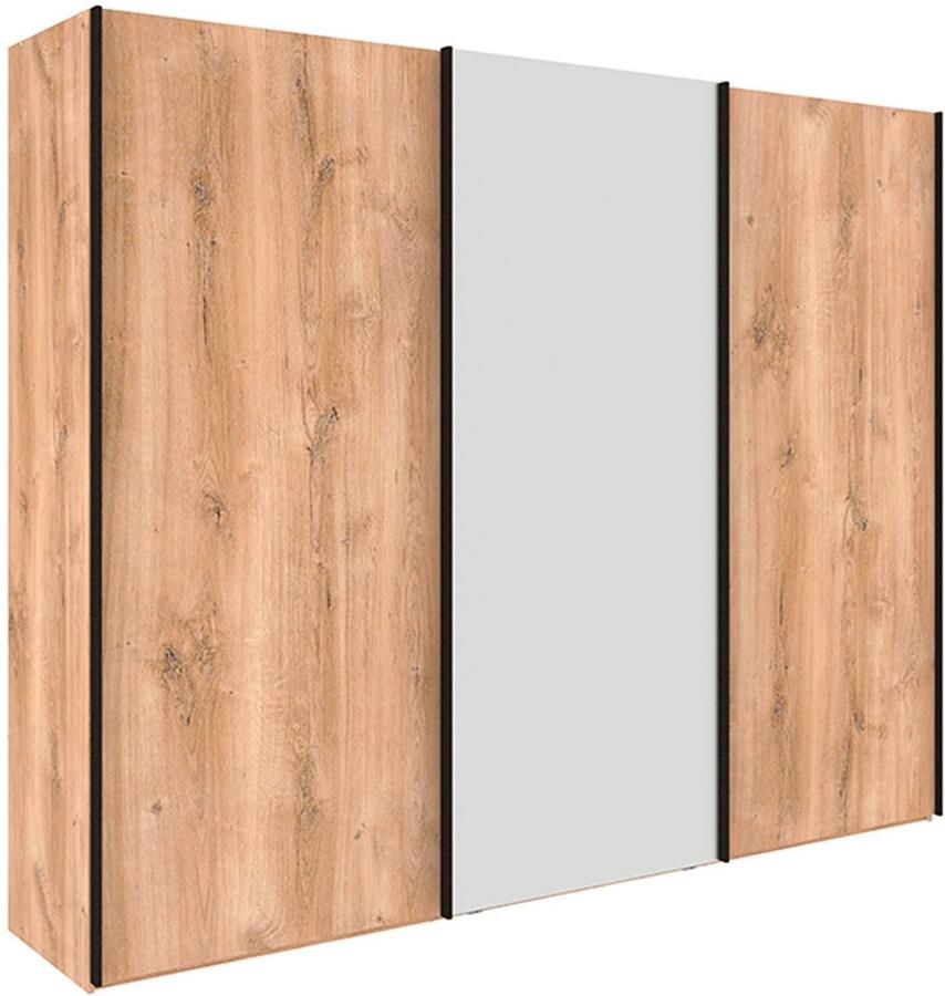 BBright Beter Bed Craft Schuifdeurkast Kledingkast met Spiegel en 3 Deuren 300x217x67 cm Eiken