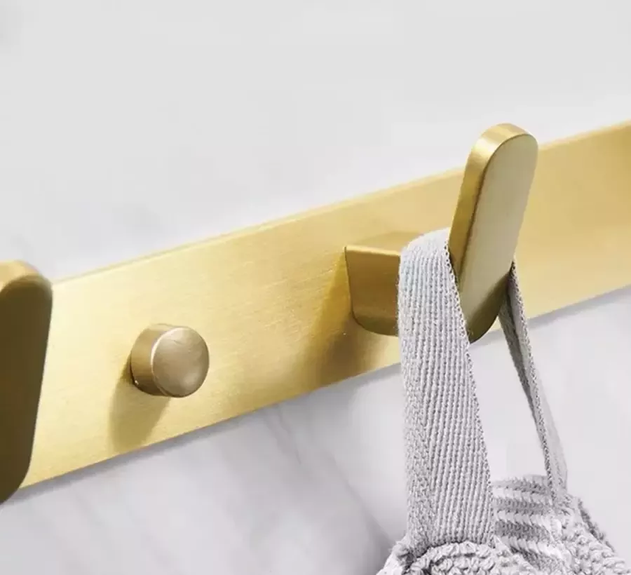 BCshop Kapstok 3 haken INCL. Schroeven en lijm Goud Handdoekenrek wandkapstok wandmontage Woonkamer Badkamer Haken Modern