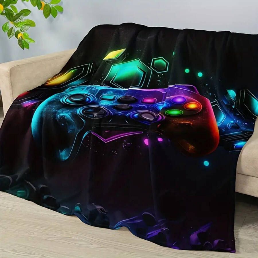 BDB Trading 1pc Mode Cool Gamepad Print Deken Flanellen Deken Zacht Warm Gooi Deken Nap Deken Voor Bank Sofa Office Bed Camping Reizen Multi-purpose Gift Deken Voor Alle Seizoenen 100cm*150cm