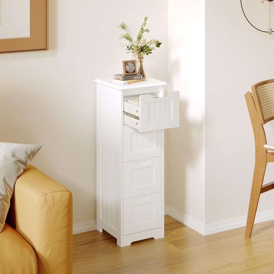 Bealife AP27 Ladekast Badkamermeubel Ladekast Zijkast met 4 laden Geschikt voor badkamer Slaapkamer Keuken Hal Wit
