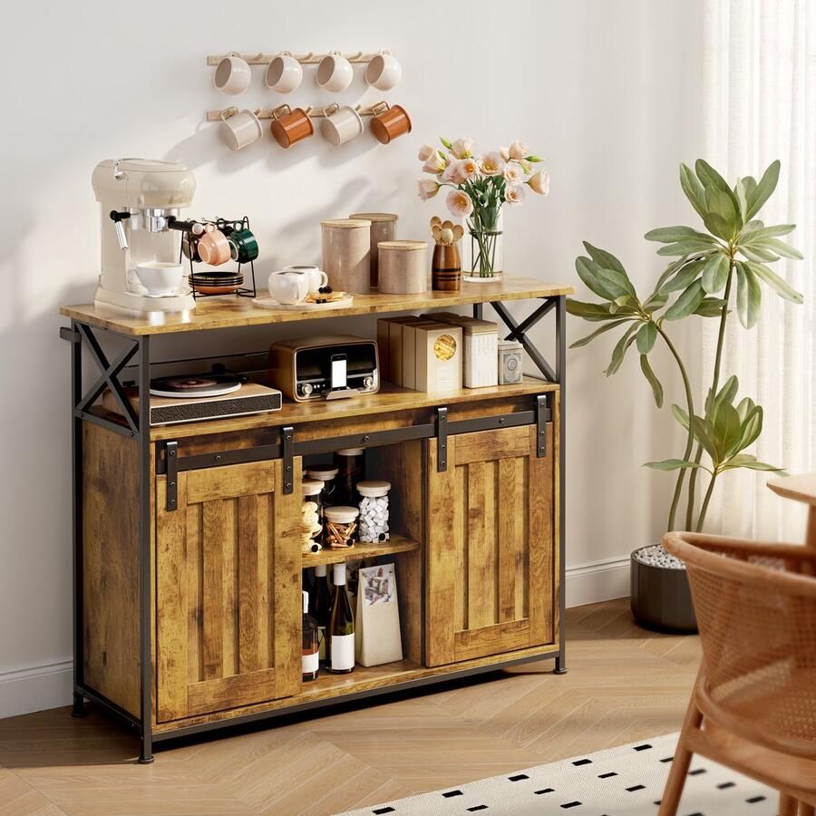 Bealife AP56 Buffetkast Multifunctionele opbergkast met royale opslagruimte Verstelbare woonkamerschappen perfect voor woonkamer of hal 100 x 33 x 80 cm Vintage bruin