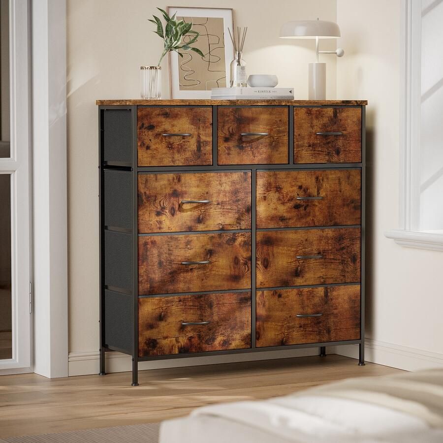 Bealife AP70 Ladekast met 9 stoffen laden opbergkast voor garderobekasten slaapkamerkast voor slaapkamer woonkamer hal (Bruin)